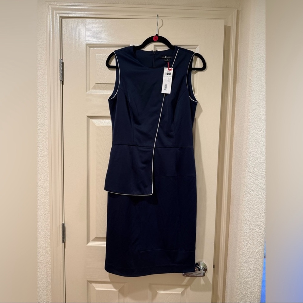 NWT Nora Gardner Blue Anna Asymmetrical Wrap Midi Dress Size 6